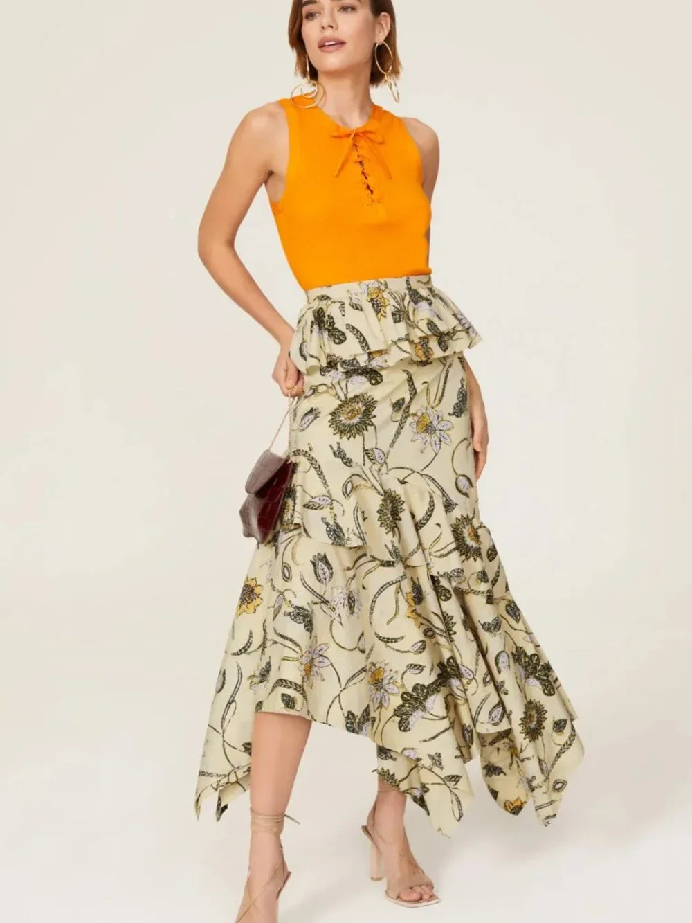 Ulla Johnson Ivette Skirt Asymmetric scarf hem Midi maxi in Lemonbalm size 10